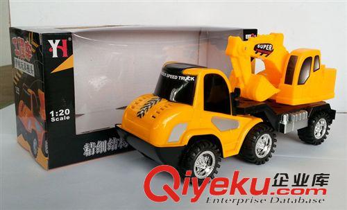 實色慣性拖頭工程車 挖掘機兒童玩具 益智玩具 慣性車 熱銷爆款原始圖片2