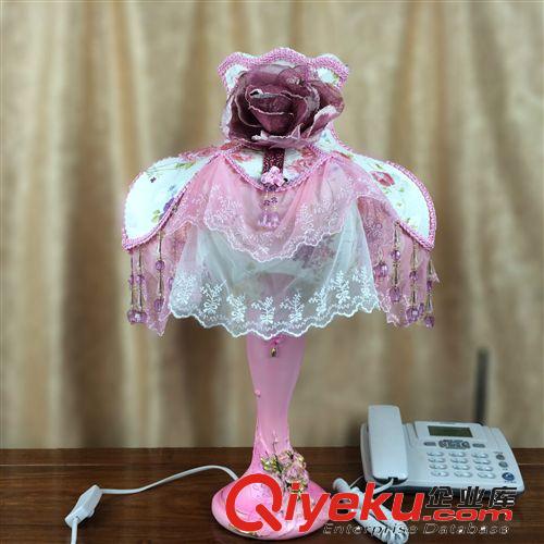 tj促銷 中山精美歐式布藝 蕾絲布藝臺(tái)燈床頭 結(jié)婚禮品燈飾原始圖片2