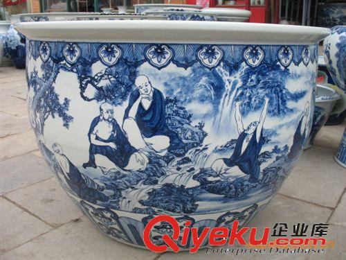 訂制景德鎮(zhèn)陶瓷青花手繪大缸/羅漢圖/鎮(zhèn)宅辟邪陶瓷大缸 種樹大缸原始圖片3