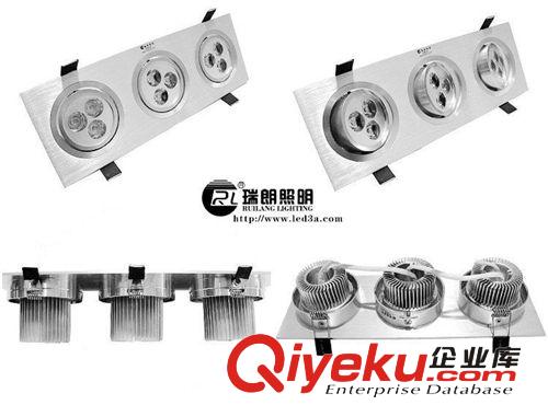 3頭LED9W射燈 方形3頭LED燈具 豆膽燈9W 格柵燈LED燈具原始圖片3