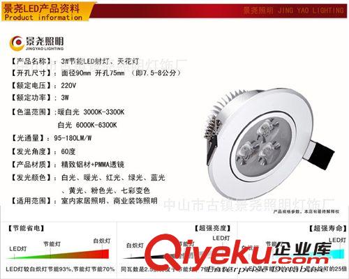 家裝 工程裝飾 3W天花燈批發 LED天花燈 3W廠家直銷 3W射燈批發原始圖片2