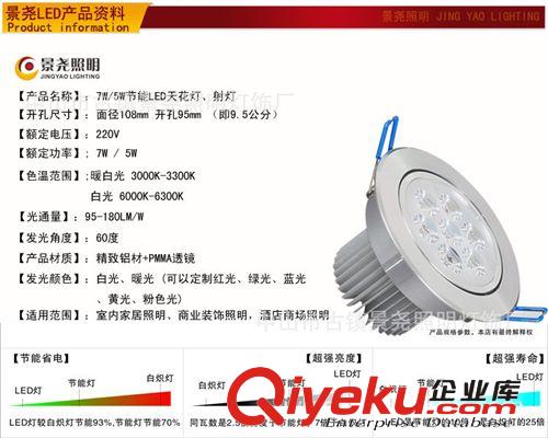 高亮度led節(jié)能射燈5W LED天花燈7W超市過道LED天花燈開孔9-10公分原始圖片3