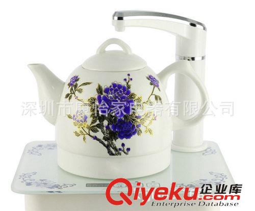 【廠家直銷】青花瓷智能電水壺 自動(dòng)泡茶玻璃底座二合一電熱水壺