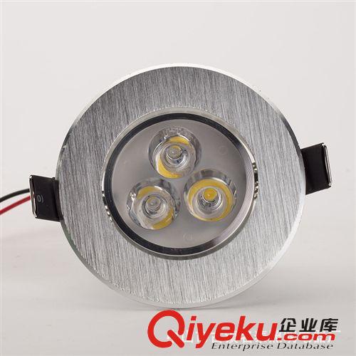 厂价直销 LED 大功率天花灯 3W tj9元 拉丝银纯铝材2.5面环