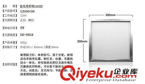 300*300集成吊顶面板灯