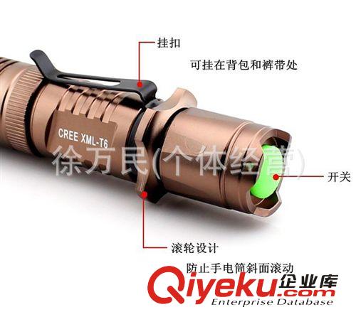 供應CREE XML-T6小直筒充電遠射S6防水迷你強光手電筒