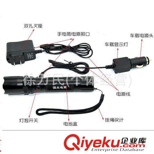 3W大功率強光手電筒 戶外防身遠射18650充電戰(zhàn)術手電筒帶指南針原始圖片2