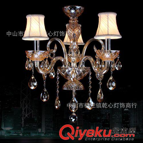 廠家供應琥珀色水晶吊燈 歐式水晶燈 蠟燭燈 書房餐廳燈具5002-3