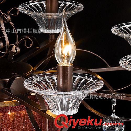 乾心歐式蠟燭水晶吊燈復(fù)古鐵藝吊燈酒店客房水晶燈廠家批發(fā)供應(yīng)原始圖片2