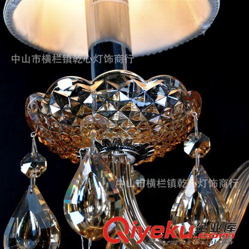 新品 歐式蠟燭水晶燈 琥珀色雙頭玻璃壁燈 酒店客房過道壁燈原始圖片2