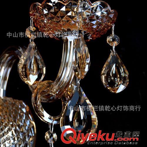 新品 歐式蠟燭水晶燈 琥珀色雙頭玻璃壁燈 酒店客房過道壁燈原始圖片3