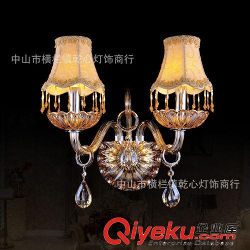 歐式雙頭壁燈 琥珀色玻璃壁燈創(chuàng)意水晶壁燈 酒店客房過(guò)道壁燈