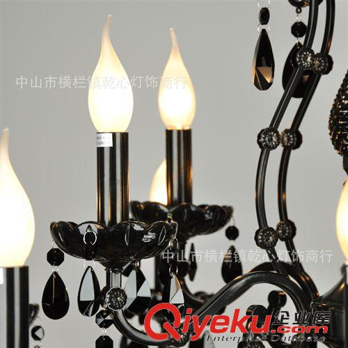 乾心 復古水晶吊燈 歐式吊燈 黑色水晶燈客廳 大堂工程鐵藝吊燈原始圖片2