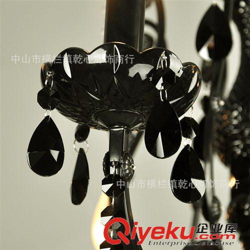 復古水晶燈黑色鐵藝吊燈 客廳蠟燭大燈 歐式水晶吊燈酒店燈具原始圖片2