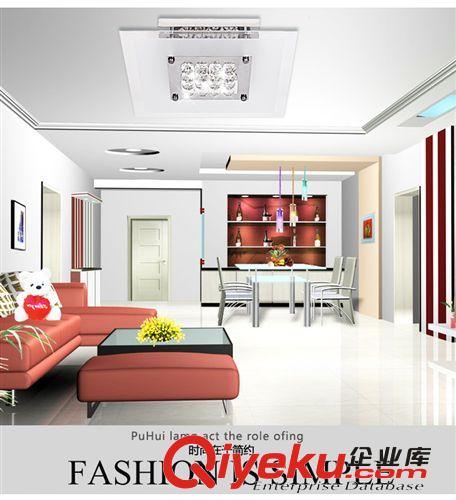 新款現(xiàn)代簡約大氣方形LED客廳吸頂燈水晶燈具大廳不銹鋼餐廳