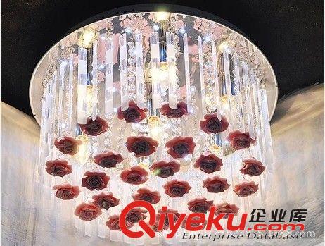 粉色玫瑰花燈飾溫馨臥室燈浪漫婚房燈飾LED吸頂燈現代簡約水晶燈原始圖片2