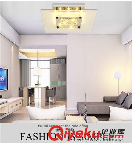 新款現代簡約大氣方形LED客廳吸頂燈水晶燈具大廳不銹鋼餐廳原始圖片3