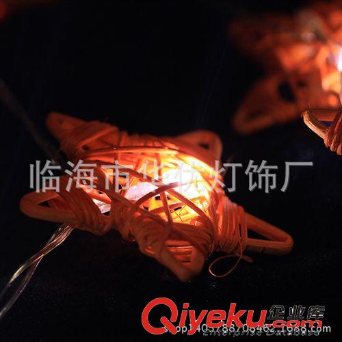 串燈LED帶電池 led星星燈串 節日裝飾彩燈串 手工編織五角星串燈原始圖片2
