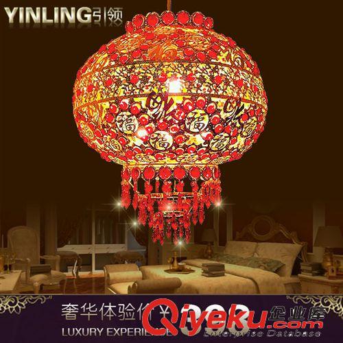 供應(yīng)批發(fā)七彩水晶燈籠 中式喜慶臥室陽臺(tái)燈具燈飾大紅燈籠吊燈F50