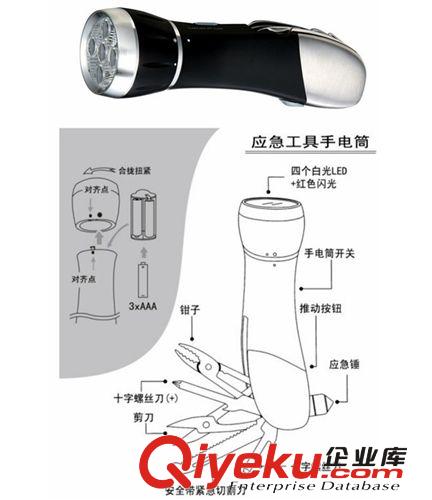 LED多功能工具組合手電筒戶外照明電筒多功能電筒工具刀套裝