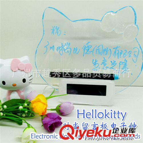 廠家直銷新款Hellokitty夜光熒光留言板鬧鐘創(chuàng)意_電子鐘