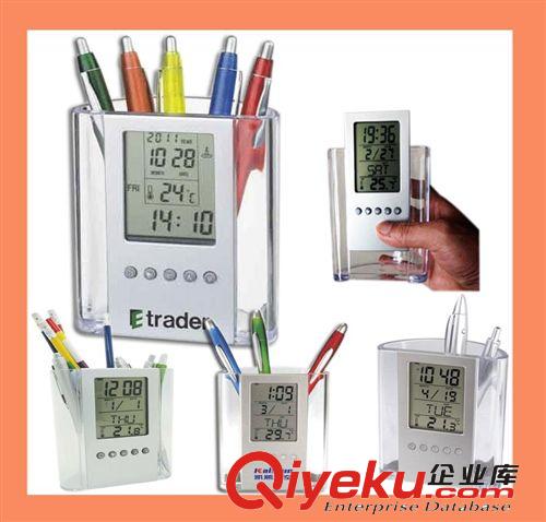 供應帶顯示屏筆筒萬年歷 多功能萬年歷 電子臺歷多色可選 萬年歷原始圖片2