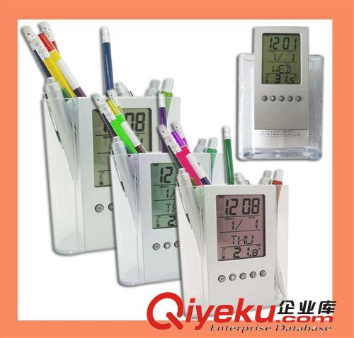 供應帶顯示屏筆筒萬年歷 多功能萬年歷 電子臺歷多色可選 萬年歷原始圖片3