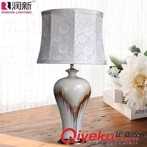 批發(fā)新品大號陶瓷工藝臺燈 現(xiàn)代簡約大氣客廳裝飾照明燈具RT9007原始圖片2