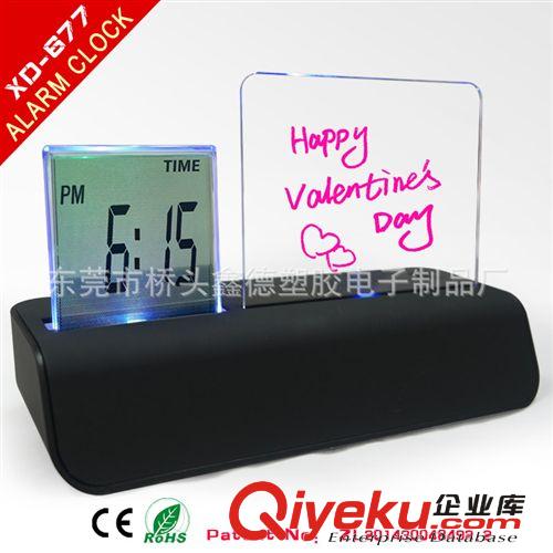LED透明電子鐘熒光留言板鬧鐘！手寫板留言鐘，水能鐘萬年歷！原始圖片2