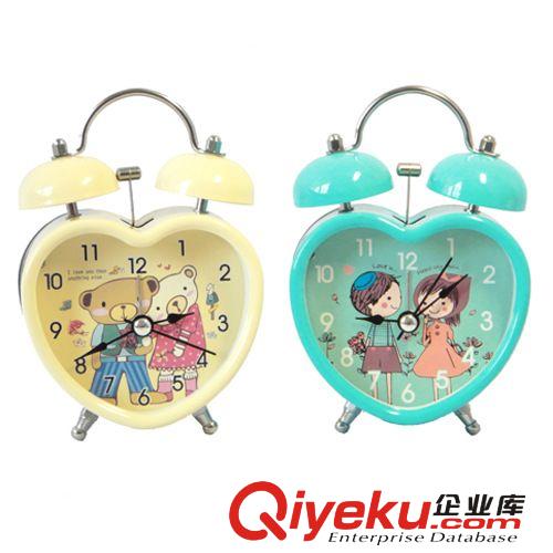 廠家供應(yīng) 桃心彩殼雙鈴鬧鐘 高溫烤漆打鈴夜燈臺(tái)鐘批發(fā) 創(chuàng)意禮品原始圖片3