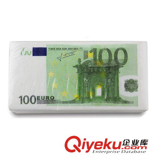 廠家直銷(xiāo) 創(chuàng)意個(gè)性印花紙巾 美元?dú)W元英鎊仿真餐巾紙 手帕紙巾原始圖片2