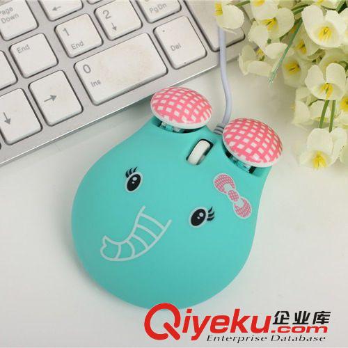 新款綠色小象有線鼠標(biāo) 彩盒時(shí)尚光電USB創(chuàng)意辦公鼠標(biāo) 送鼠標(biāo)墊原始圖片2