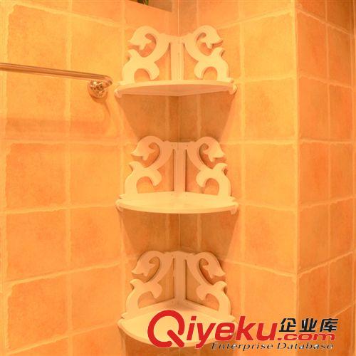 廠家批發(fā)直銷 現(xiàn)代創(chuàng)意鏤空雕花 白色浴室轉(zhuǎn)角置物架原始圖片3