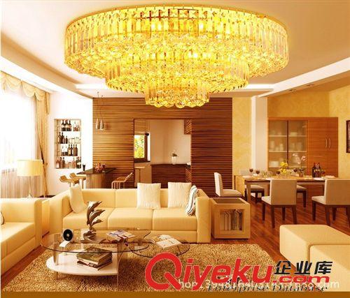 供應(yīng)客廳燈酒店工程燈 廠家現(xiàn)貨批發(fā)金色傳統(tǒng)燈具LED水晶吸頂燈飾