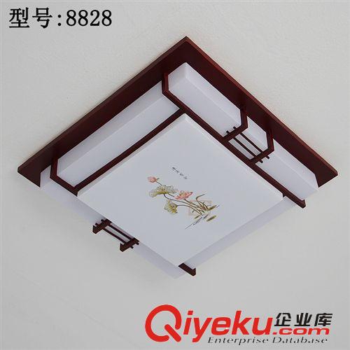 led中式仿羊皮客廳燈臥室燈實木羊皮燈LED正方形房間燈吸頂燈原始圖片2