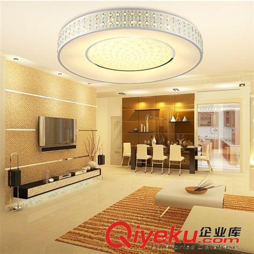 水晶燈 現(xiàn)代簡約圓形led吸頂燈 臥室燈餐廳燈 圓形客廳燈具原始圖片3