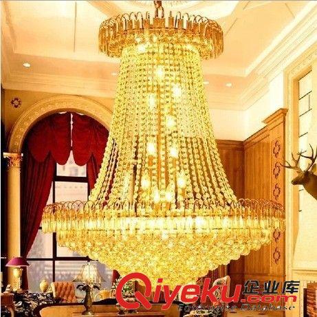LED金色歐式別墅酒店客廳水晶燈 復式樓吊燈 直徑1 1.2 1.5 1.8米