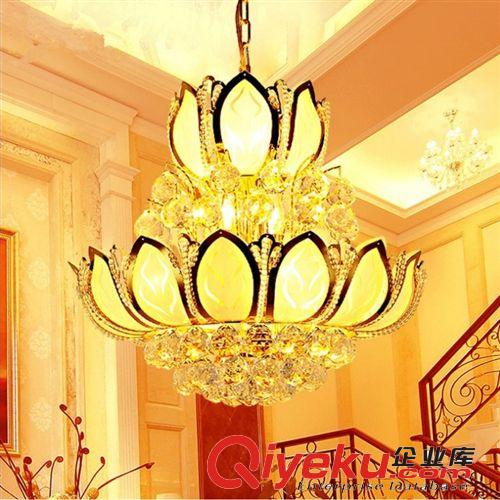 LED荷花金色水晶燈 大氣圓形客廳臥室餐廳過道吸頂燈 直徑50 80CM