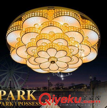 LED金色S金水晶燈 大氣圓形客廳臥室餐廳現代吸頂燈 直徑80cm1米