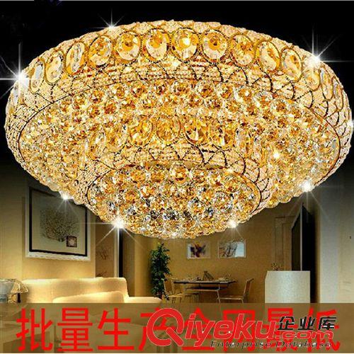 LED金色水晶燈 大氣圓形客廳臥室餐廳奢華現代吸頂燈 直徑80CM1米