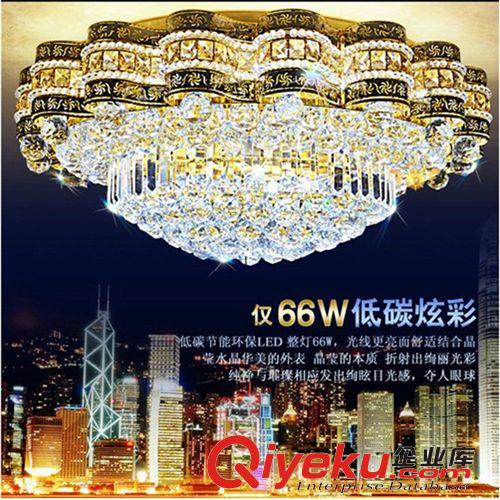 LED金色水晶燈 大氣圓形客廳臥室餐廳簡約現代吸頂燈 直徑80CM1米