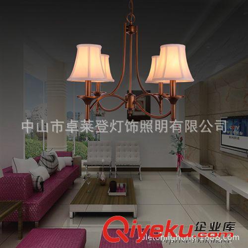 爆款 廠家直銷歐式鐵藝吊燈 美式紅色布罩客廳臥室燈酒店燈具燈飾原始圖片2