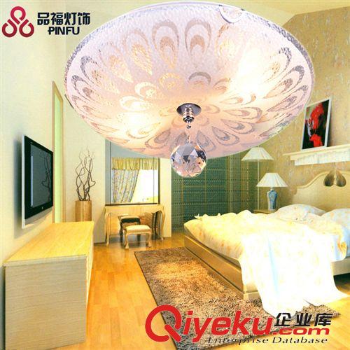 品信歐式玻璃罩水晶吸頂燈led主臥室陽臺走道餐廳燈客廳燈具8002