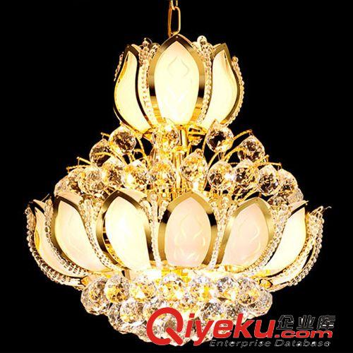 古鎮(zhèn)燈飾廠家批發(fā)傳統(tǒng)金色雙層蓮花餐廳客廳臥室LED水晶吊燈燈具