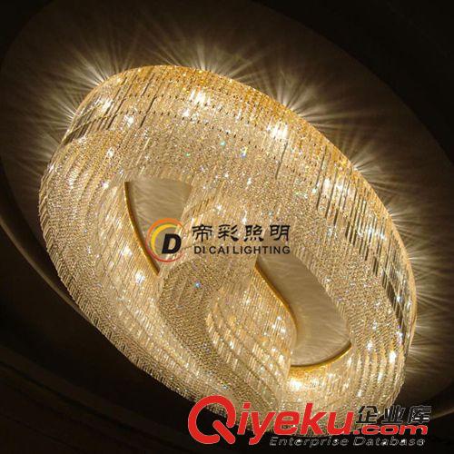 中山燈飾非標工程水晶燈定制橢圓奢華酒店會所大堂LED吸頂燈燈具
