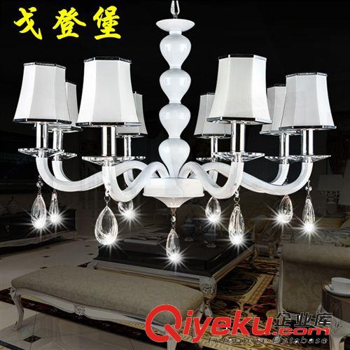 廠家直銷現(xiàn)代簡約白色鐵藝客廳臥室水晶燈 過道水晶燈罩創(chuàng)意吊燈