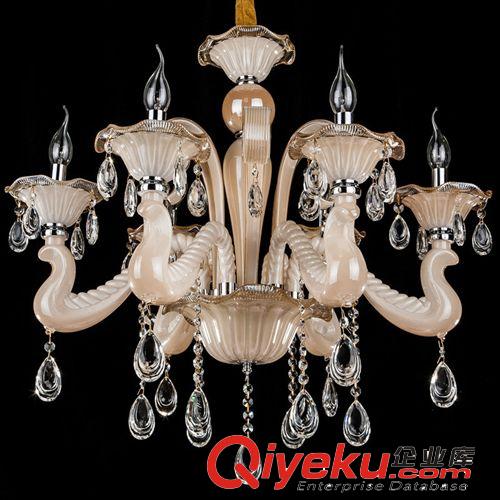 新品 歐式現(xiàn)代客廳臥室夾臂水晶燈 香檳金彎管吊燈大堂水晶燈原始圖片2