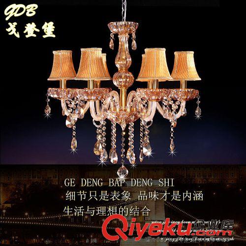 干邑色6頭臥室客廳水晶吊燈 酒店客房歐式水晶燈 現(xiàn)代蠟燭水晶燈