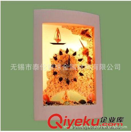 供應(yīng)現(xiàn)代簡(jiǎn)約 床頭大廳木藝 海洋創(chuàng)意粘花石膏時(shí)鐘 壁燈