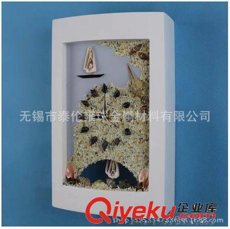 供應現代簡約 床頭大廳木藝 海洋創(chuàng)意粘花石膏時鐘 壁燈